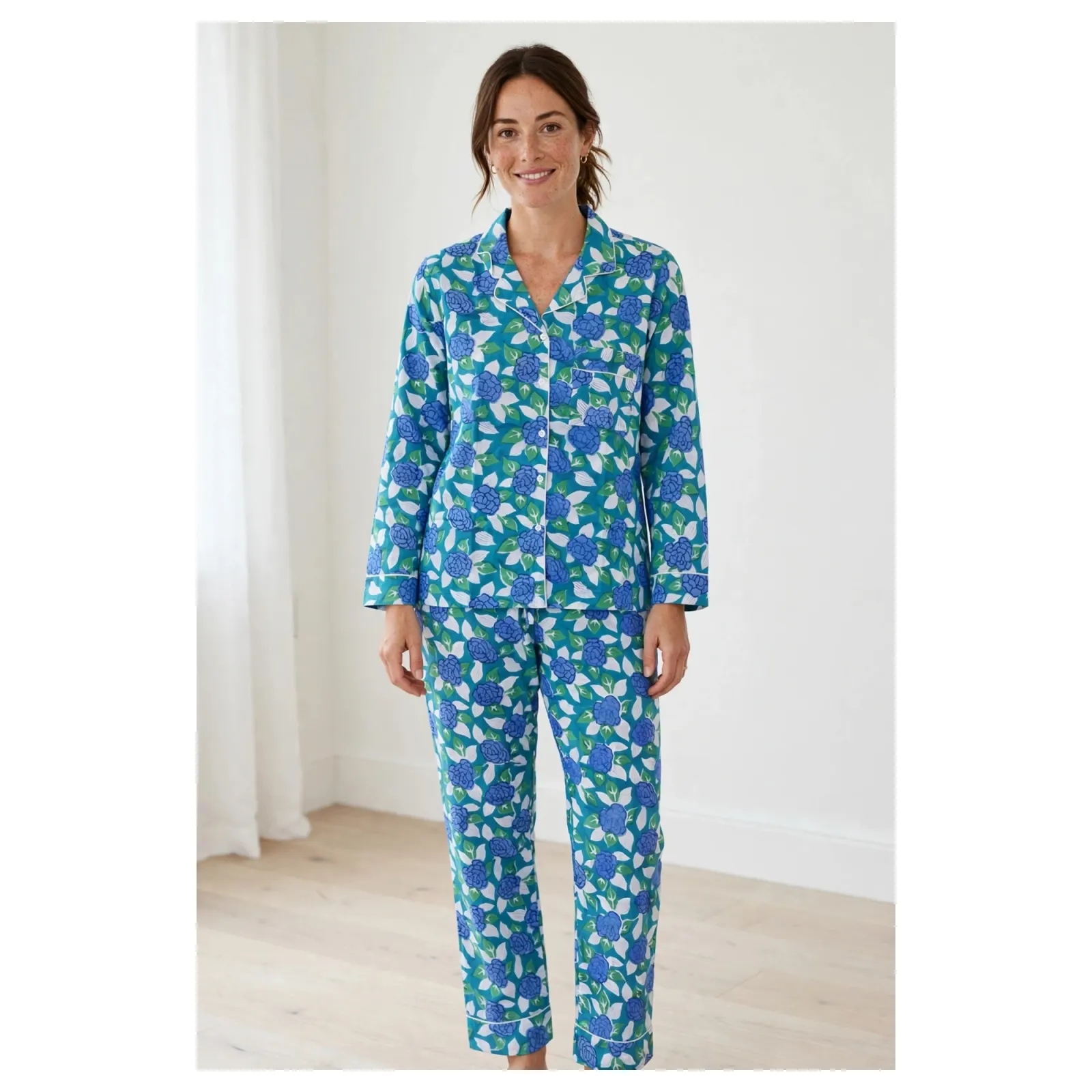 blue floralpajama pants
