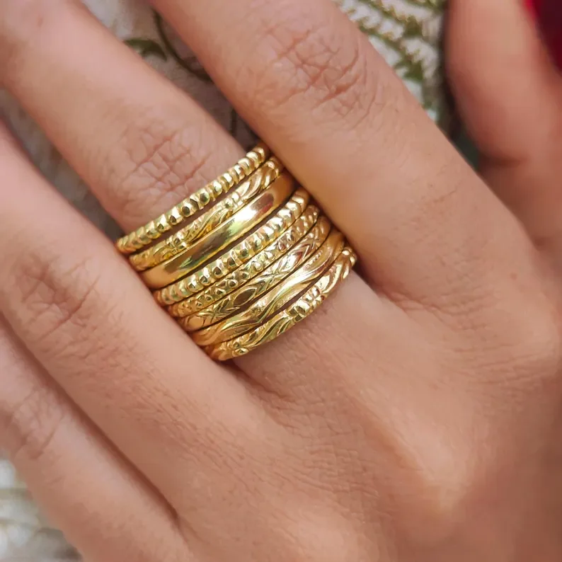 Gold Filled Stackable Ring Set, 8 Rings Stackable Rings Set. Handmade 14K Gold Filled Stackable Rings Set